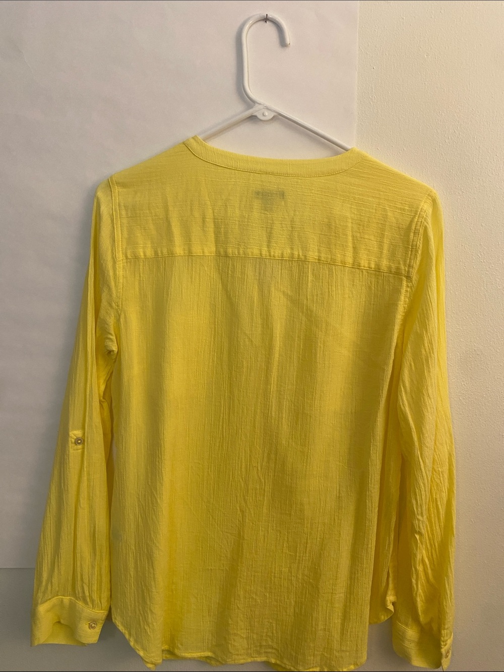 Talbots Bright Yellow Button-Front Cotton tunic with Chest Pockets - Picture 2 of 6